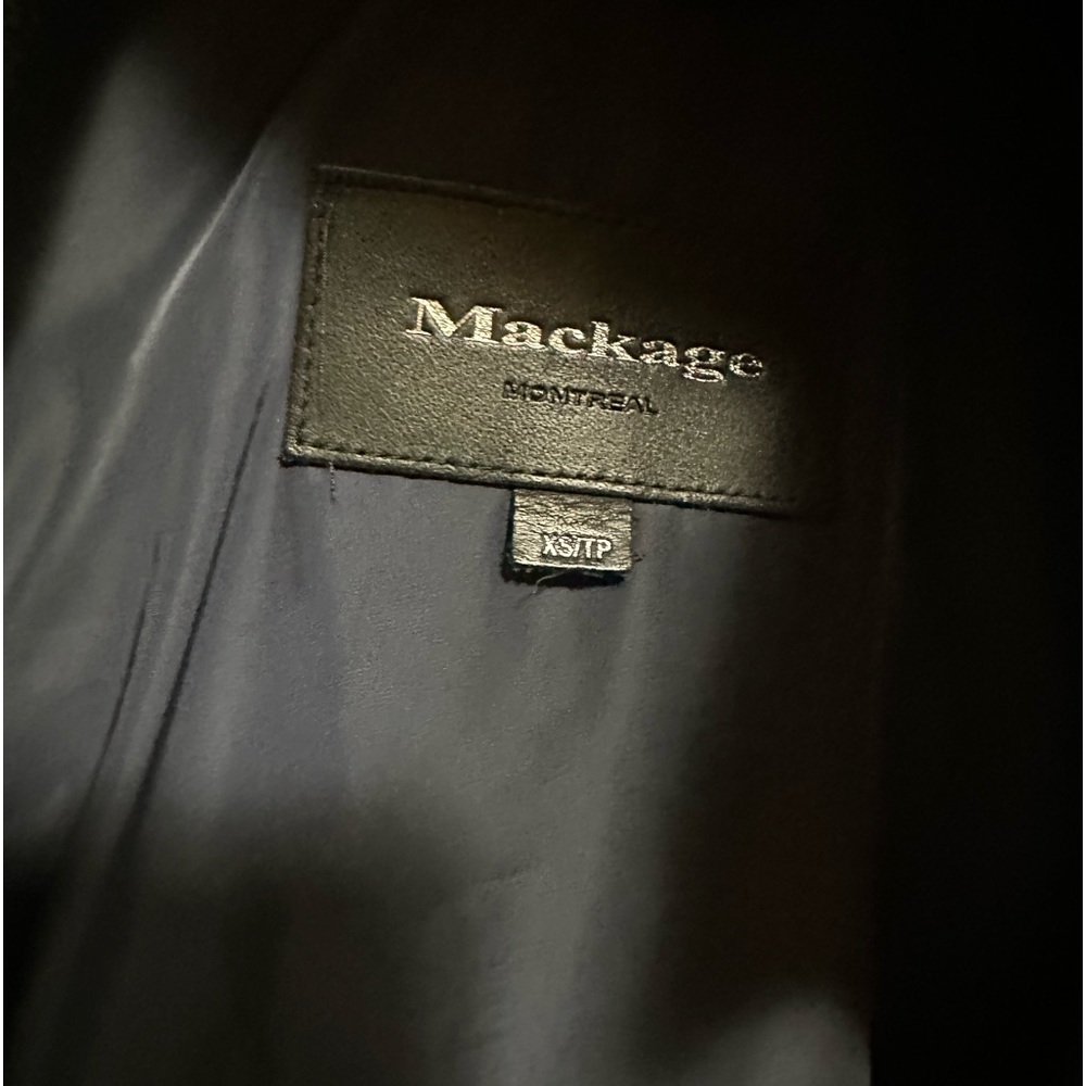 Mackage Leather Sleeves Navy Blue/Black PUFFER Jacket Size XS EUC - Picture 15 of 15